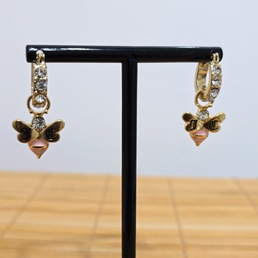 Juicy Couture Gold and Pink Bee Earrings